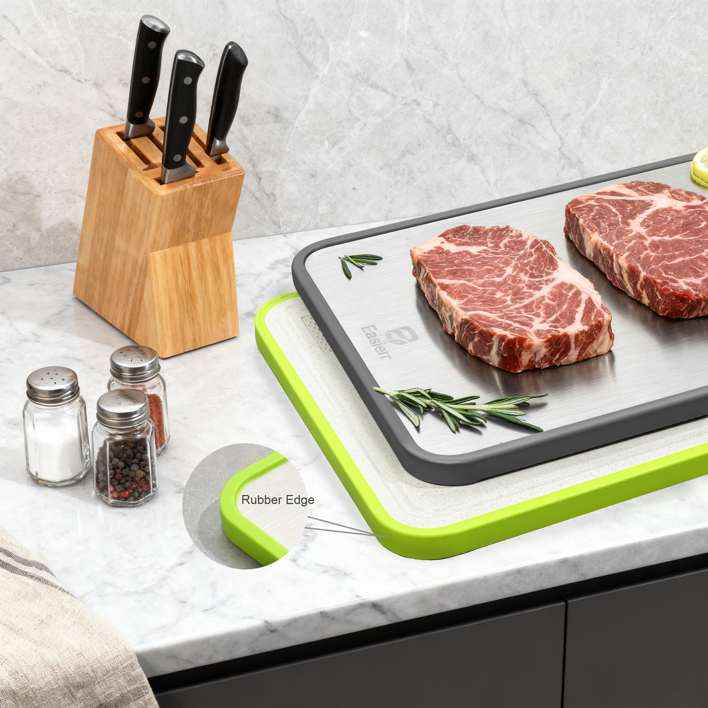 2 Pack Large Titanium Cutting Board , 2 Pcs (Green & Gray)