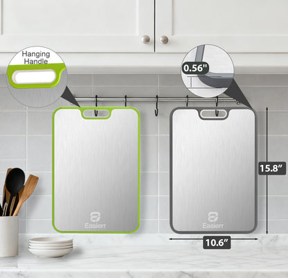 2 Pack Large Titanium Cutting Board , 2 Pcs (Green & Gray)