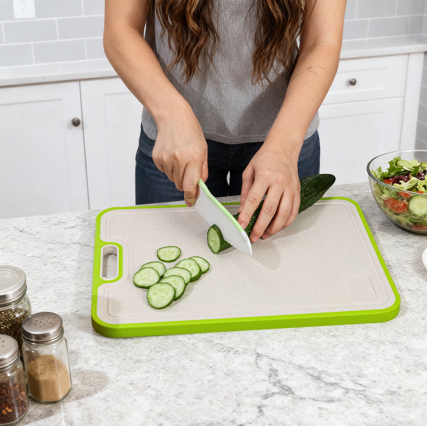 2 Pack Large Titanium Cutting Board , 2 Pcs (Green & Gray)