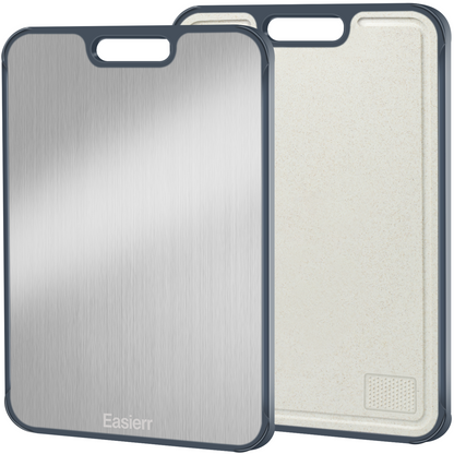 XL Titanium Cutting Board for Kitchen with Juice Groove, Pure Titanium and Wheat Straw PP