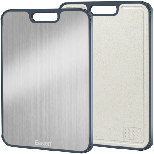 XL Titanium Cutting Board for Kitchen with Juice Groove, Pure Titanium and Wheat Straw PP