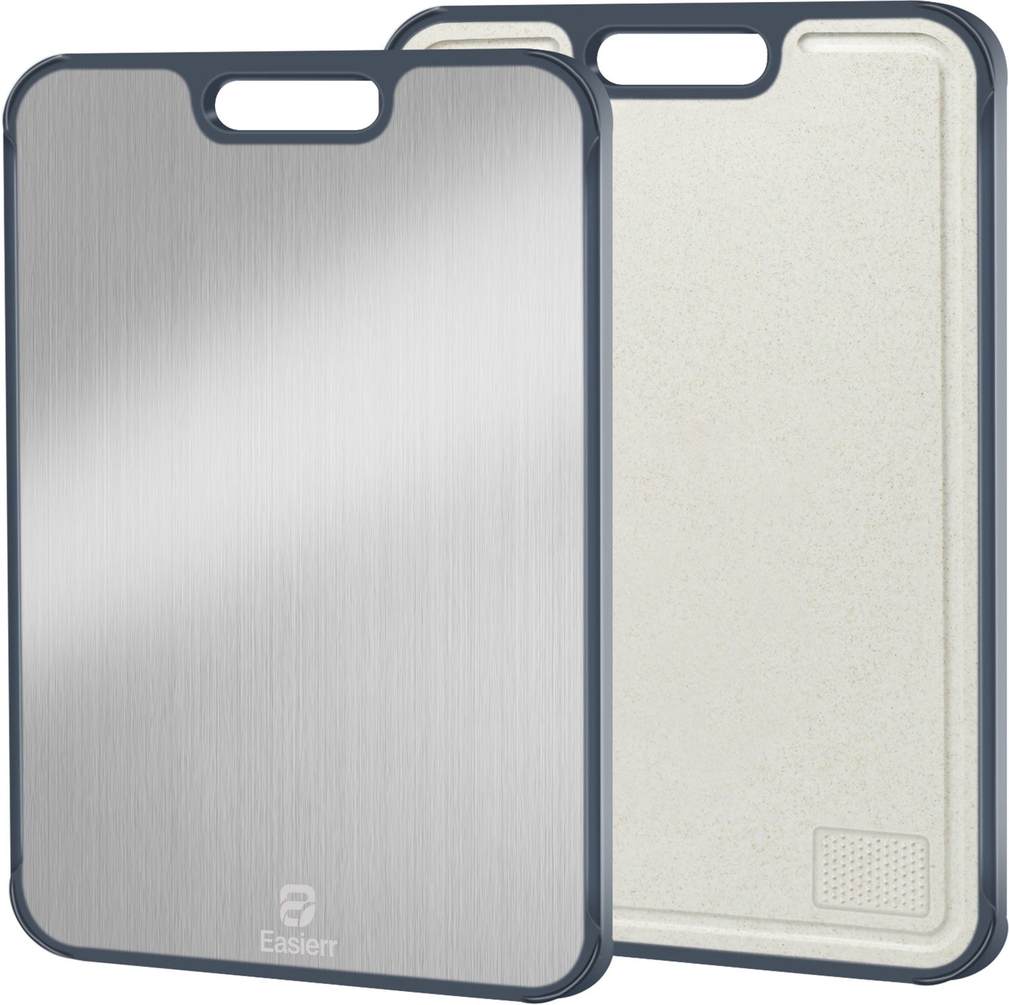 XL Titanium Cutting Board for Kitchen with Juice Groove, Pure Titanium and Wheat Straw PP