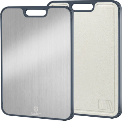XL Titanium Cutting Board for Kitchen with Juice Groove, Pure Titanium and Wheat Straw PP