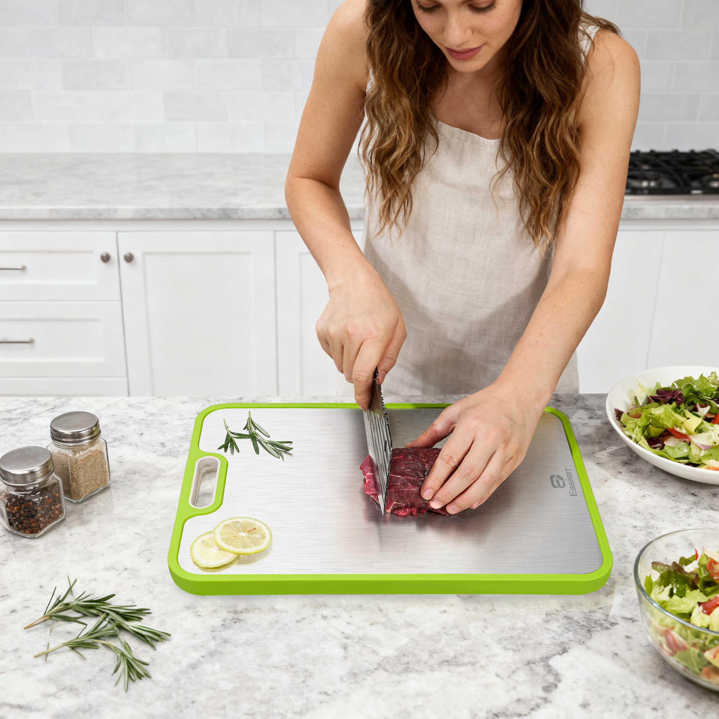 2 Pack Large Titanium Cutting Board , 2 Pcs (Green & Gray)