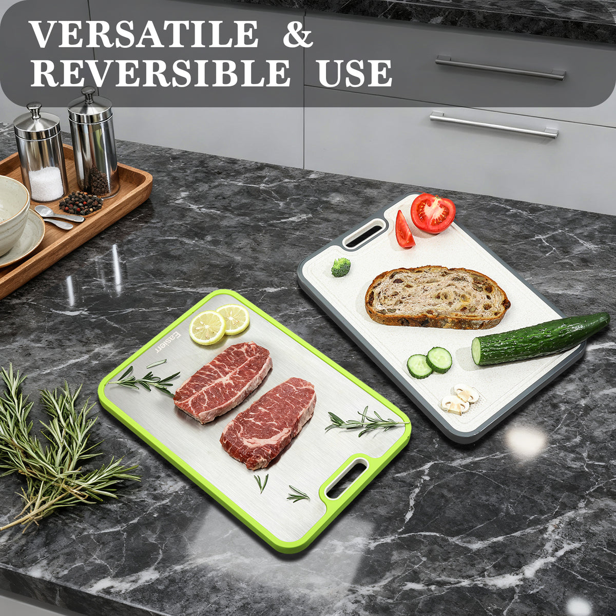 2 Pack Large Titanium Cutting Board , 2 Pcs (Green & Gray)