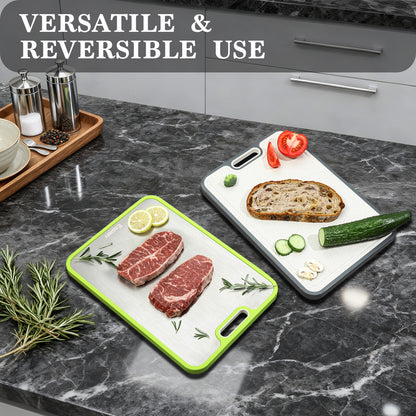 2 Pack Large Titanium Cutting Board , 2 Pcs (Green & Gray)