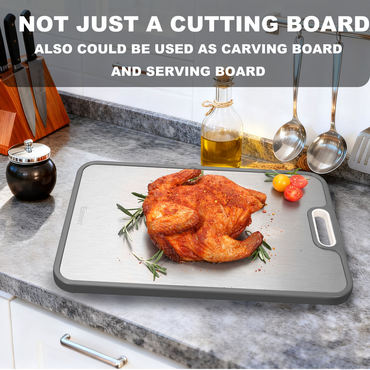 2 Pack Large Titanium Cutting Board , 2 Pcs (Green & Gray)